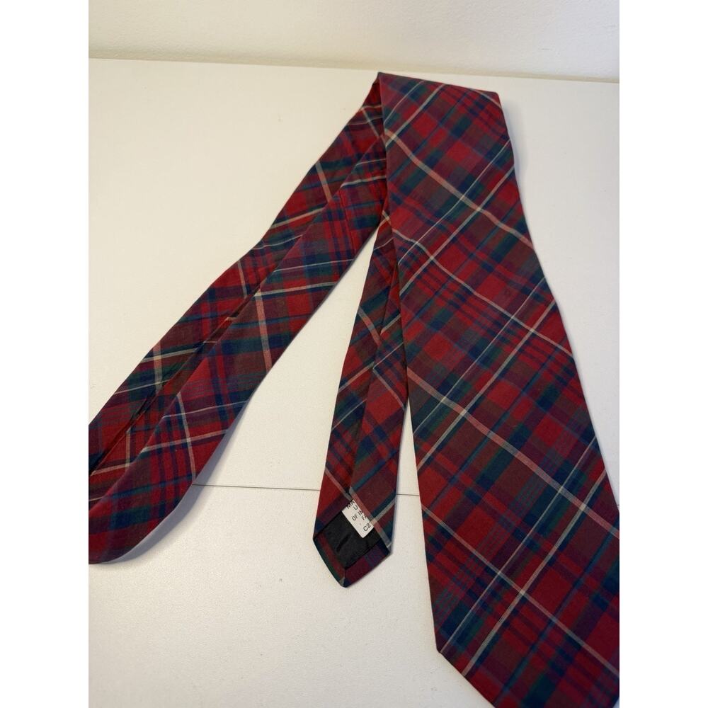VTG Pendleton Classic Necktie Red Blue Plaid Tartan Men’s Vintage USA Neck Tie - Picture 4 of 6